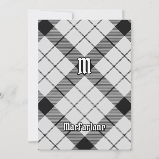 Clan MacFarlane Black and White Tartan Einladung (Vorderseite)