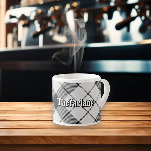 Clan MacFarlane Black and White Tartan Espressotasse