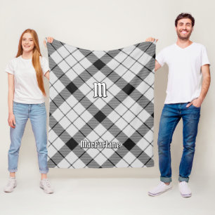 Clan MacFarlane Black and White Tartan Fleecedecke