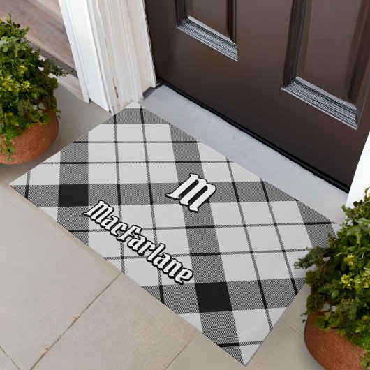 Clan MacFarlane Black and White Tartan Fußmatte