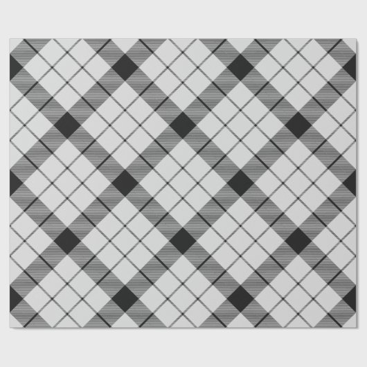 Clan MacFarlane Black and White Tartan Geschenkpapier (Flach)