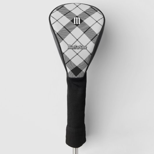Clan MacFarlane Black and White Tartan Golf Headcover (Vorderseite)