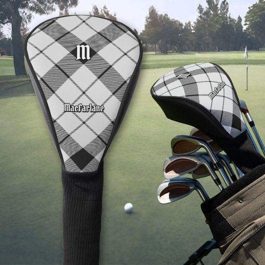 Clan MacFarlane Black and White Tartan Golf Headcover