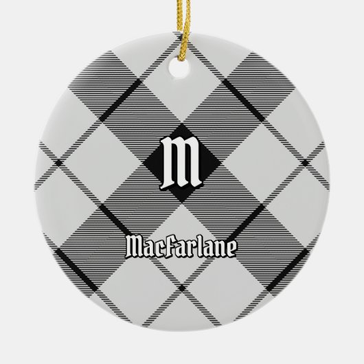 Clan MacFarlane Black and White Tartan Keramik Ornament (Vorne)