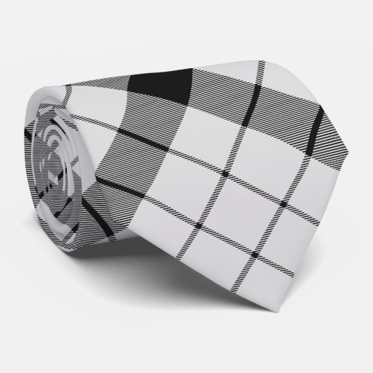 Clan MacFarlane Black and White Tartan Krawatte (Gerollt)