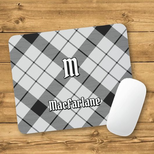 Clan MacFarlane Black and White Tartan Mousepad