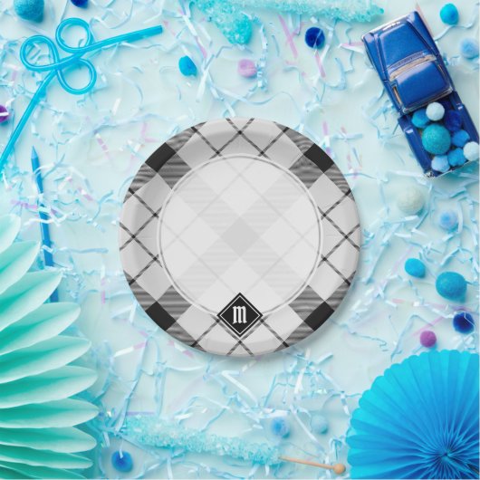 Clan MacFarlane Black and White Tartan Pappteller (Party)