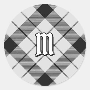 Clan MacFarlane Black and White Tartan Runder Aufkleber
