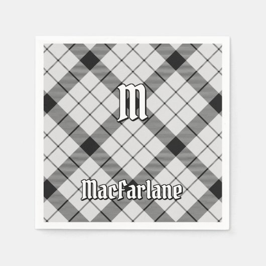 Clan MacFarlane Black and White Tartan Serviette (Vorderseite)