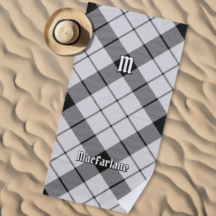 Clan MacFarlane Black and White Tartan Strandtuch