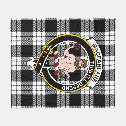 Clan MacFarlane Black & White Tartan Kariert Fleecedecke (Vorderseite (Horizontal))