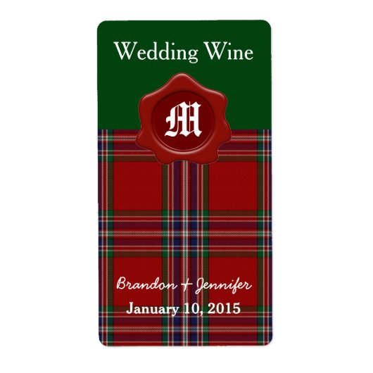 Clan MacFarlane Kariert Wedding Mini Wine Labels (Vorne)
