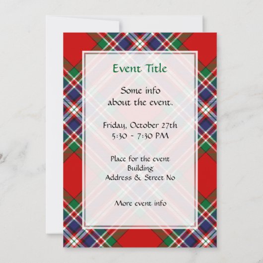 Clan MacFarlane Red Tartan Einladung (Rückseite)