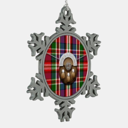 Clan MacFarlane roter Tartan und Sporran Schneeflocken Zinn-Ornament (Links)