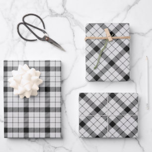 Clan MacFarlane Schwarz-Weiß-Tartan Geschenkpapier Set
