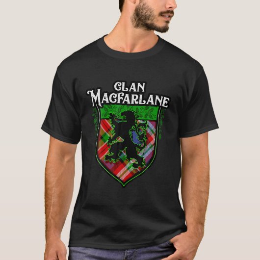 Clan Macfarlane Surname Scott Lion Rampa T-Shirt (Vorderseite)