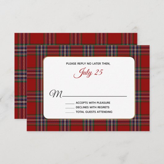 Clan MacFarlane Tartan Karierte Wedding RSVP Card (Vorne/Hinten)