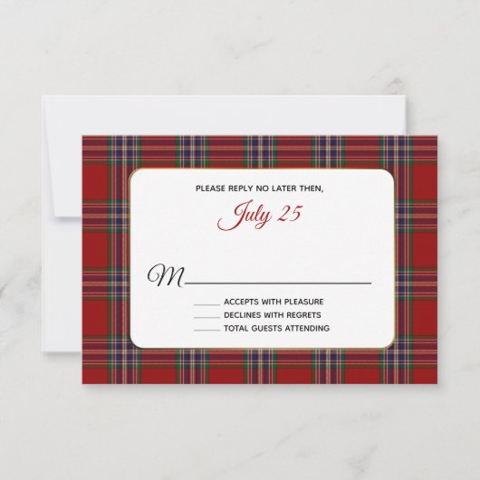 Clan MacFarlane Tartan Karierte Wedding RSVP Card Karte (Vorderseite)