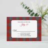 Clan MacFarlane Tartan Karierte Wedding RSVP Card Karte (Stehend Vorderseite)