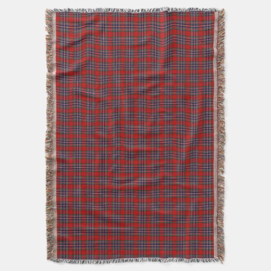 Clan MacFarlane Tartan Red and Blue Scottish Karie Decke (Vorderseite Vertikal)