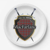 Clan MacFarlane Tartan Shield & Schwerter Pappteller (Vorderseite)