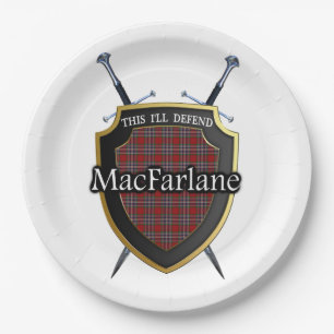 Clan MacFarlane Tartan Shield & Schwerter Pappteller