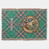 Clan MacFarlane Wappen über altem Jagdtartan Decke (Vorderseite)