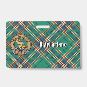 Clan MacFarlane-Wappen über Ancient Hunting Tartan Ausweis