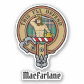 Clan MacFarlane Wappen über antikes Jagdtartan Aufkleber (Vorderseite)