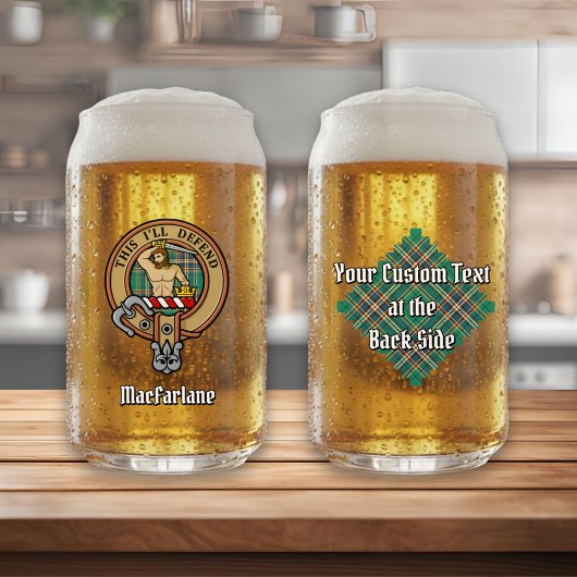 Clan MacFarlane Wappen über antikes Jagdtartan Dosenglas