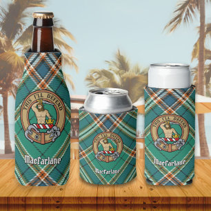 Clan MacFarlane Wappen über antikes Jagdtartan Flaschenkühler