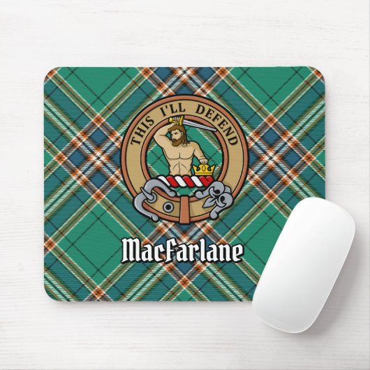 Clan MacFarlane Wappen über antikes Jagdtartan Mousepad (Mit Mouse)