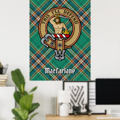 Clan MacFarlane Wappen über antikes Jagdtartan Poster (Heimbüro)