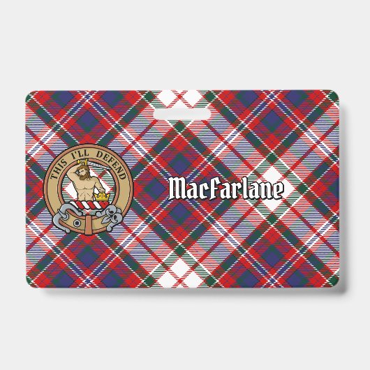 Clan MacFarlane Wappen über Dress Tartan Ausweis (Vorderseite)