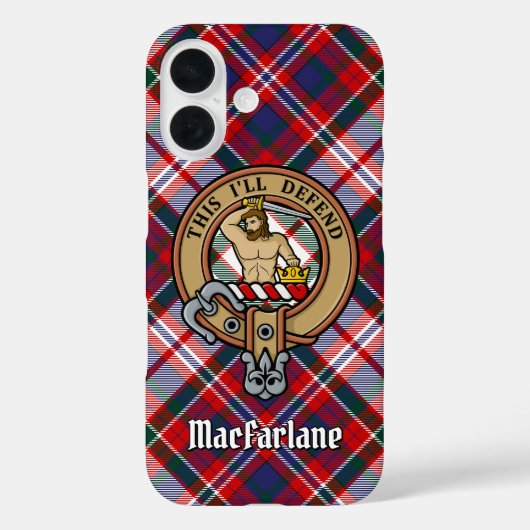Clan MacFarlane Wappen über Dress Tartan Case-Mate iPhone Hülle (Rückseite)