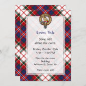 Clan MacFarlane Wappen über Dress Tartan Einladung (Vorne/Hinten)