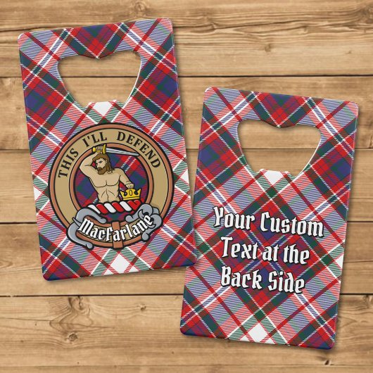 Clan MacFarlane Wappen über Dress Tartan Geldbeutel Flaschenöffner