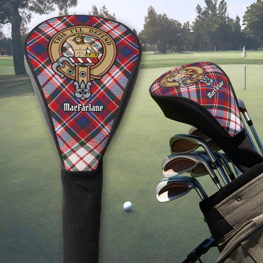 Clan MacFarlane Wappen über Dress Tartan Golf Headcover