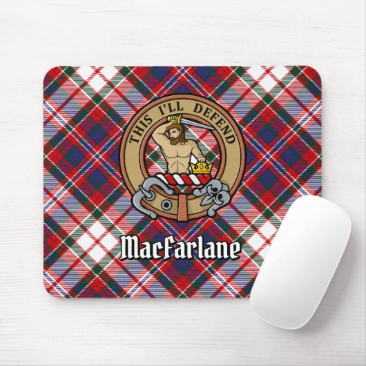 Clan MacFarlane Wappen über Dress Tartan Mousepad (Mit Mouse)