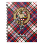 Clan MacFarlane Wappen über Dress Tartan Notizblock (Vorderseite)