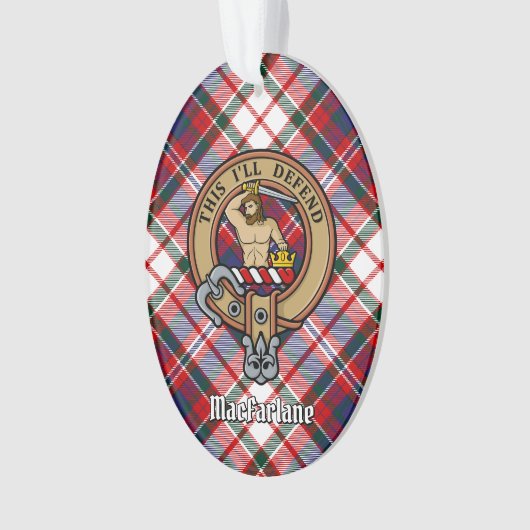 Clan MacFarlane Wappen über Dress Tartan Ornament (Vorderseite)