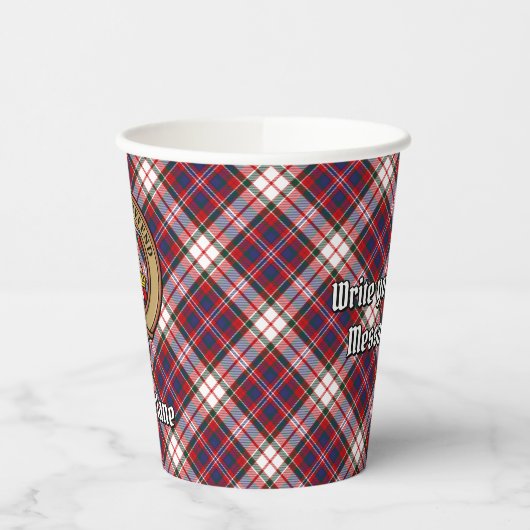 Clan MacFarlane Wappen über Dress Tartan Pappbecher (Links)