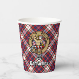 Clan MacFarlane Wappen über Dress Tartan Pappbecher