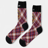 Clan MacFarlane Wappen über Dress Tartan Socken (Linkes Detail)