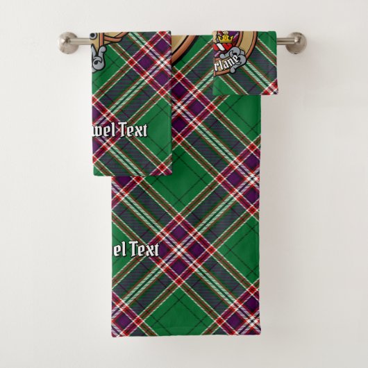 Clan MacFarlane Wappen über Modern Hunting Tartan Badhandtuch Set (Insitu)