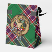 Clan MacFarlane Wappen über Modern Hunting Tartan Geschenkschachtel (Rückseite)