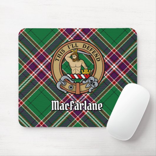 Clan MacFarlane Wappen über Modern Hunting Tartan Mousepad (Mit Mouse)