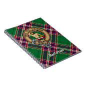 Clan MacFarlane Wappen über Modern Hunting Tartan Notizblock (Rechte Seite)
