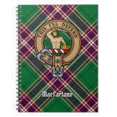 Clan MacFarlane Wappen über Modern Hunting Tartan Notizblock (Vorderseite)