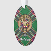 Clan MacFarlane Wappen über Modern Hunting Tartan Ornament (Vorderseite)
